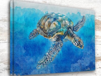 Sea Turtle watercolor print, Marine life canvas, Sea Turtle Wall art, Ocean watercolor artwork, Home decor