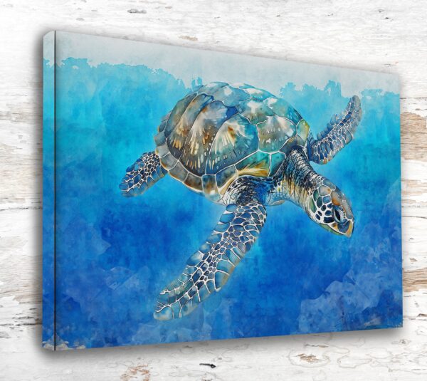 Sea Turtle watercolor print, Marine life canvas, Sea Turtle Wall art, Ocean watercolor artwork, Home decor