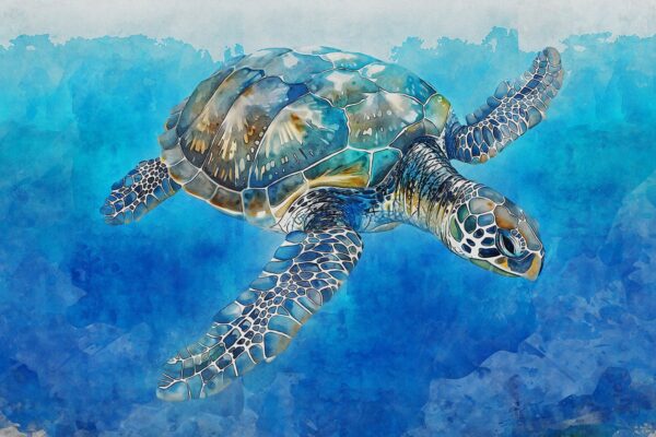 Sea Turtle watercolor print, Marine life canvas, Sea Turtle Wall art, Ocean watercolor artwork, Home decor - Image 3