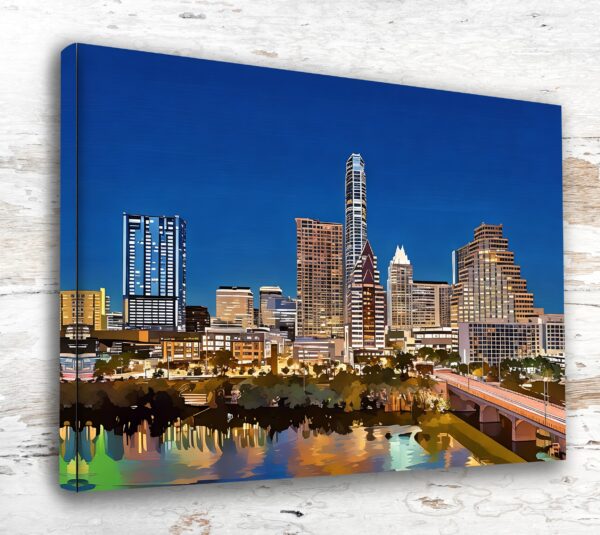 Austin Texas canvas watercolor, Austin Texas Wall Art, Austin Texas Print, Canvas wall art, Austin Texas Watercolor wall art