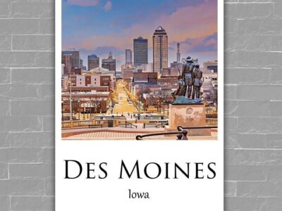Des Moines Canvas, Des Moines Print,  Des Moines wall art, Des Moines travel art print, Des Moines  Iowa, Des Moines poster
