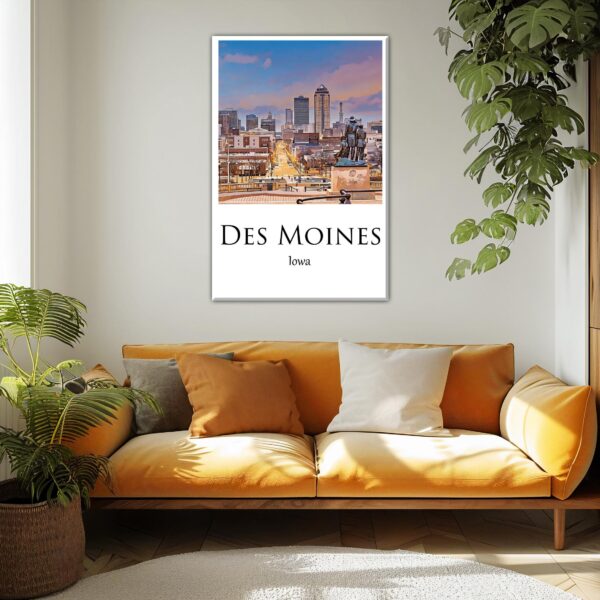 Des Moines Canvas, Des Moines Print,  Des Moines wall art, Des Moines travel art print, Des Moines  Iowa, Des Moines poster - Image 2