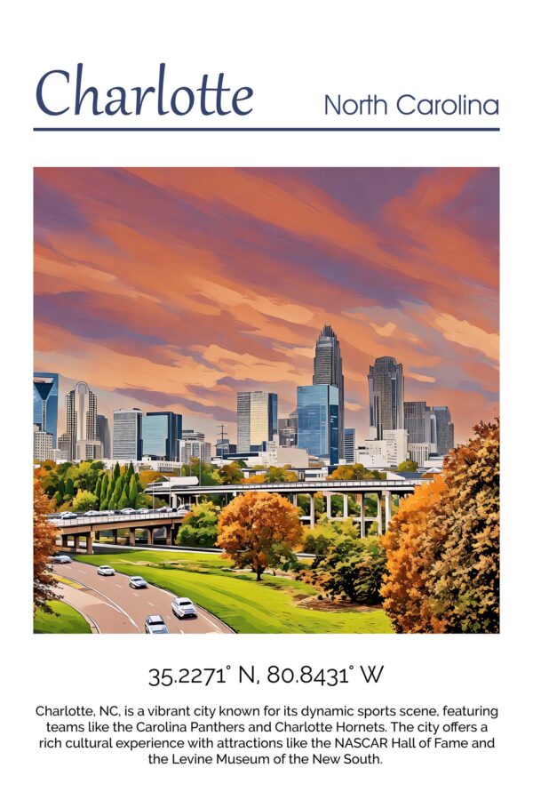 Charlotte Canvas, Charlotte Print,  Charlotte wall art, Charlotte travel art print,  Charlotte Iowa, Charlotte poster, Charlotte - Image 4