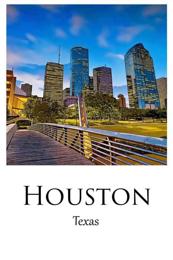 Houston Canvas, Houston Print, Houston wall art,  Houston travel art print, Houston Texas  ,  Houston poster - Image 4