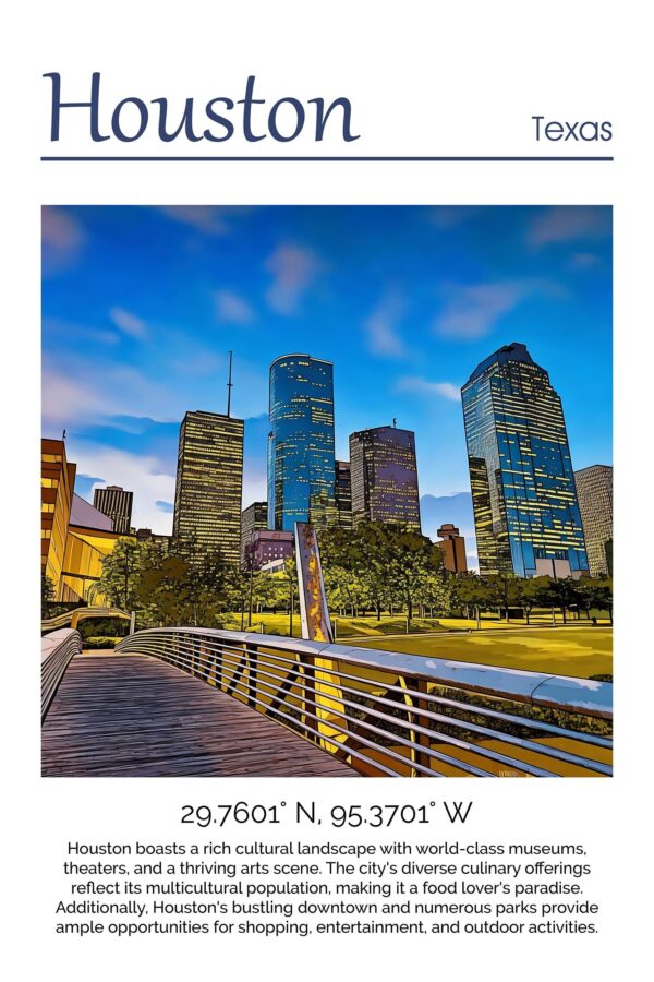 Houston Canvas, Houston Print, Houston wall art,  Houston travel art print, Houston Texas  ,  Houston poster - Image 4