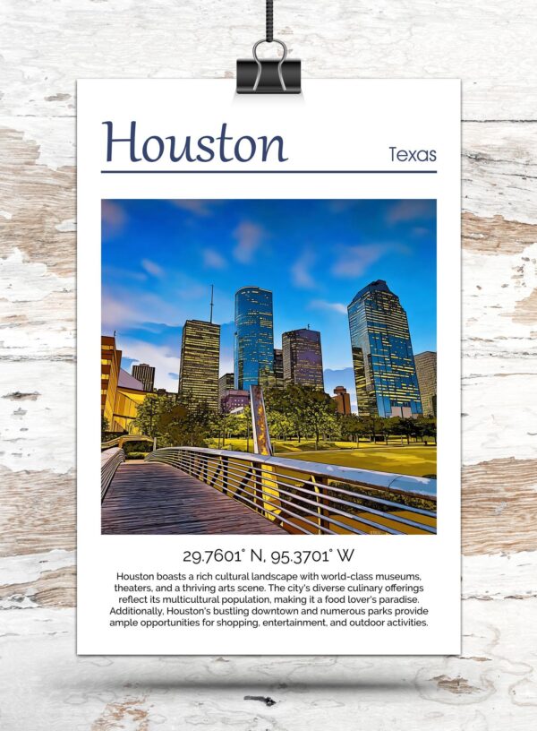 Houston Canvas, Houston Print, Houston wall art,  Houston travel art print, Houston Texas  ,  Houston poster - Image 3