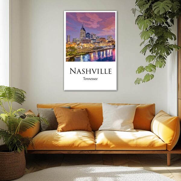 Nashville travel art canvas, Nashville skyline print, Nashville print, Nashville wall art, Nashville Tennessee, Nashville Canvas - Image 2