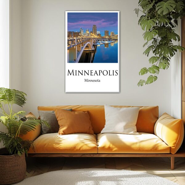 Minneapolis Skyline Canvas travel art print.Minneapolis. Printed Canvas, Minneapolis wall art, Minneapolis skyline canvas print - Image 2