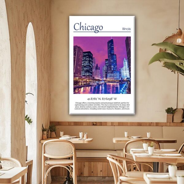 Chicago Illinois  watercolor, Chicago Illinois wall art, Chicago print canvas wall art,  Chicago watercolor wall art - Image 2