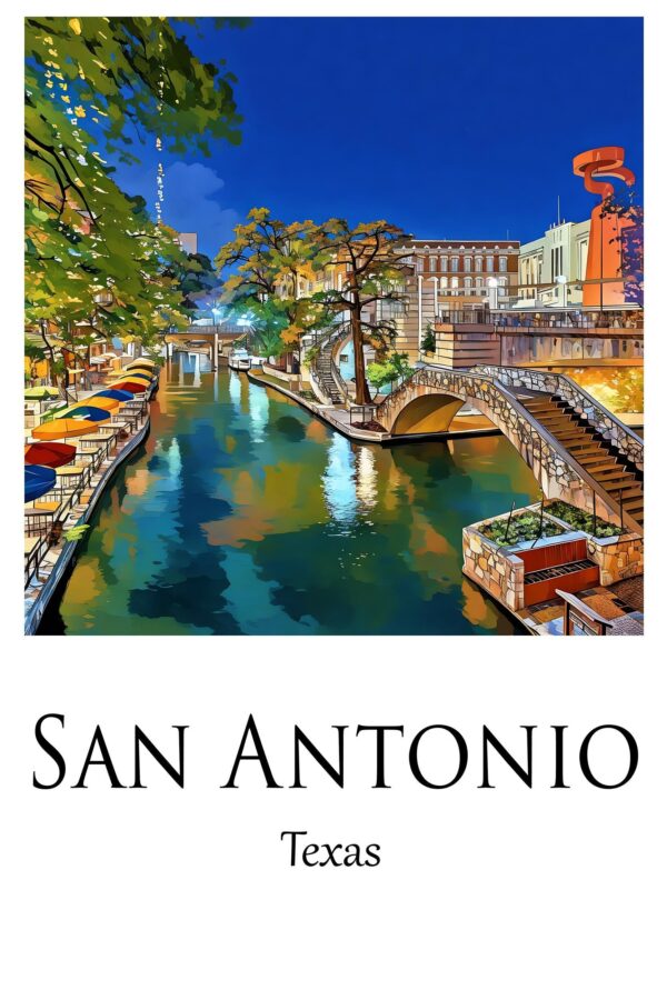 Custom Printed San Antonio travel art Canvas - Cityscape Wall Decor, San Antonio Texas  canvas wall art print, San Antonio Texas Print - Image 4