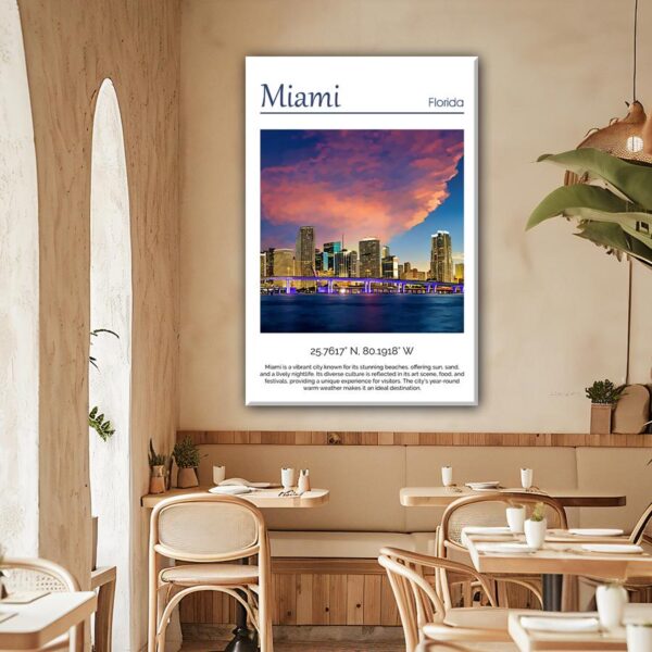 Miami Canvas, Miami Print, Miami wall art, Miami travel art print, Miami Florida, Miami poster - Image 2