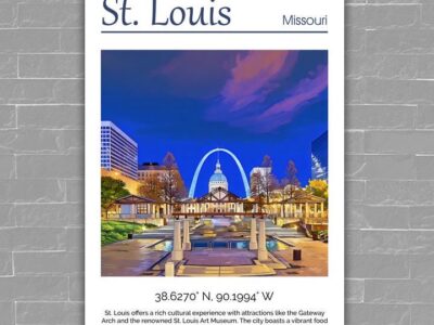 St Louis Canvas, St Louis Print, St Louis wall art, St Louis travel art print, St Louis Missouri, St Louis poster