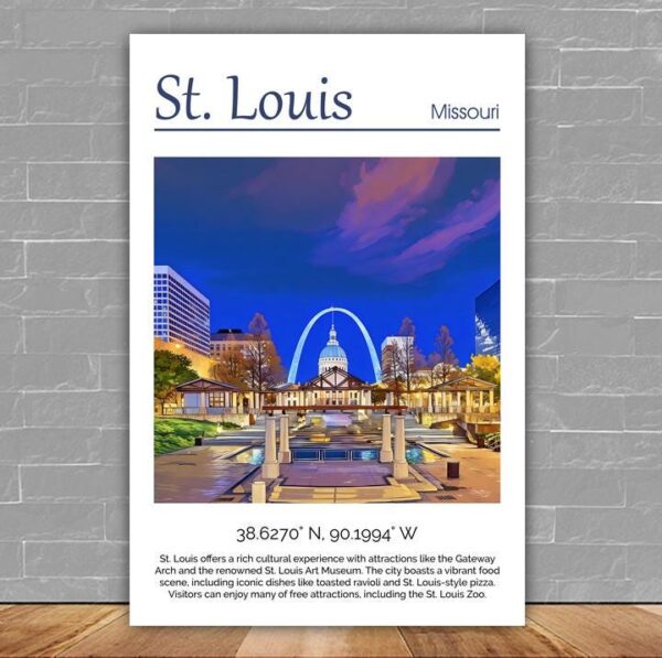 St Louis Canvas, St Louis Print, St Louis wall art, St Louis travel art print, St Louis Missouri, St Louis poster
