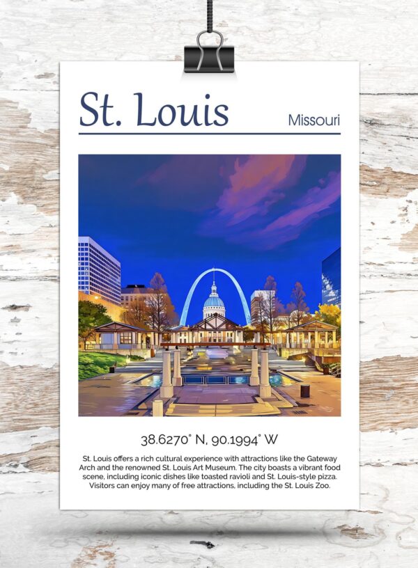 St Louis Canvas, St Louis Print, St Louis wall art, St Louis travel art print, St Louis Missouri, St Louis poster - Image 3