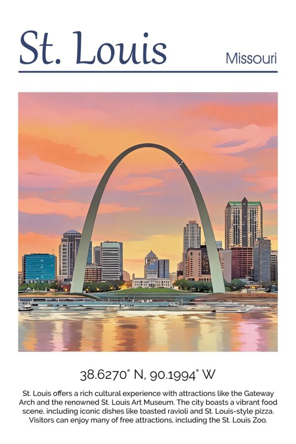 St Louis Canvas, St Louis Print, St Louis wall art, St Louis travel art print, St Louis Missouri, St Louis poster - Image 4