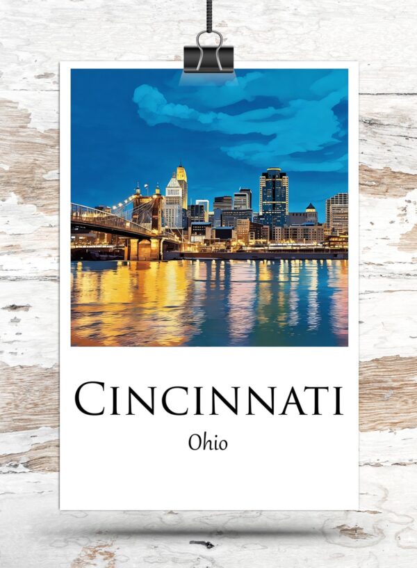 Cincinnati Canvas,  Cincinnati Print,  Cincinnati wall art, Cincinnati travel art print, Cincinnati Illinois ,  Cincinnati poster - Image 3