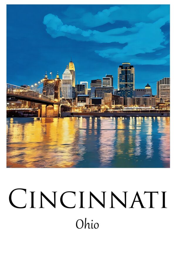 Cincinnati Canvas,  Cincinnati Print,  Cincinnati wall art, Cincinnati travel art print, Cincinnati Illinois ,  Cincinnati poster - Image 4