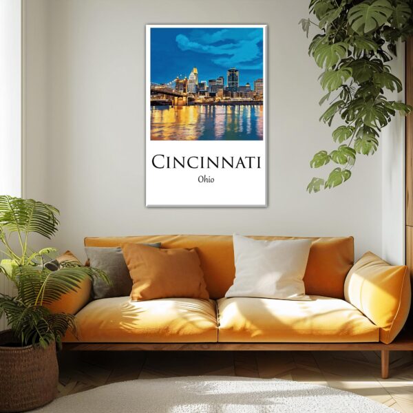 Cincinnati Canvas,  Cincinnati Print,  Cincinnati wall art, Cincinnati travel art print, Cincinnati Illinois ,  Cincinnati poster - Image 2