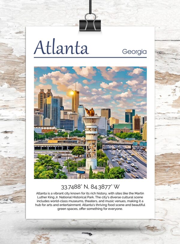 Vibrant Atlanta Skyline Watercolor Canvas - Atlanta travel art, Atlanta wall art, Atlanta canvas print, Atlanta Georgia - Image 3