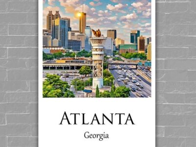 Vibrant Atlanta Skyline Watercolor Canvas - Atlanta travel art, Atlanta wall art, Atlanta canvas print, Atlanta Georgia
