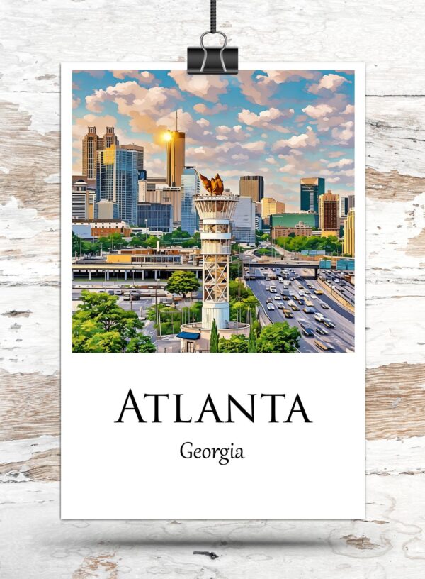 Vibrant Atlanta Skyline Watercolor Canvas - Atlanta travel art, Atlanta wall art, Atlanta canvas print, Atlanta Georgia - Image 3