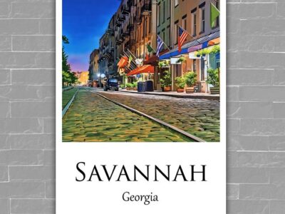 Savannah Georgia canvas watercolor, Savannah GA Wall Art, Savannah Georgia Print, Canvas wall art, Savannah Georgia Watercolor wall art