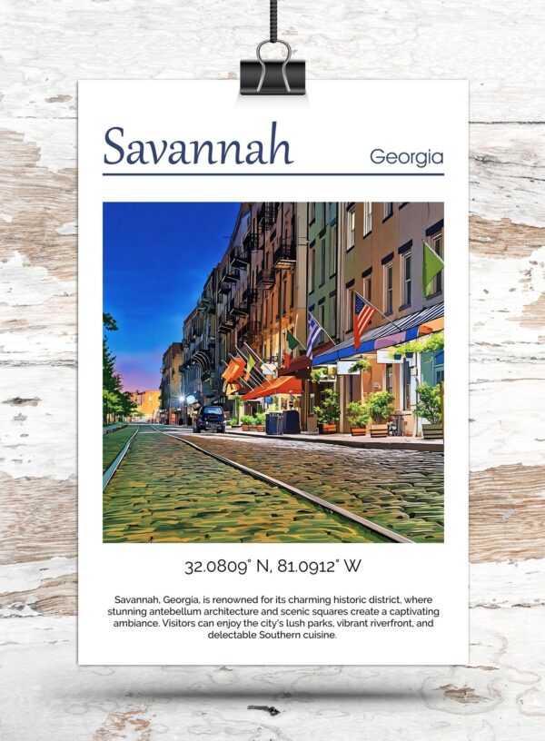 Savannah Georgia canvas watercolor, Savannah GA Wall Art, Savannah Georgia Print, Canvas wall art, Savannah Georgia Watercolor wall art - Image 3