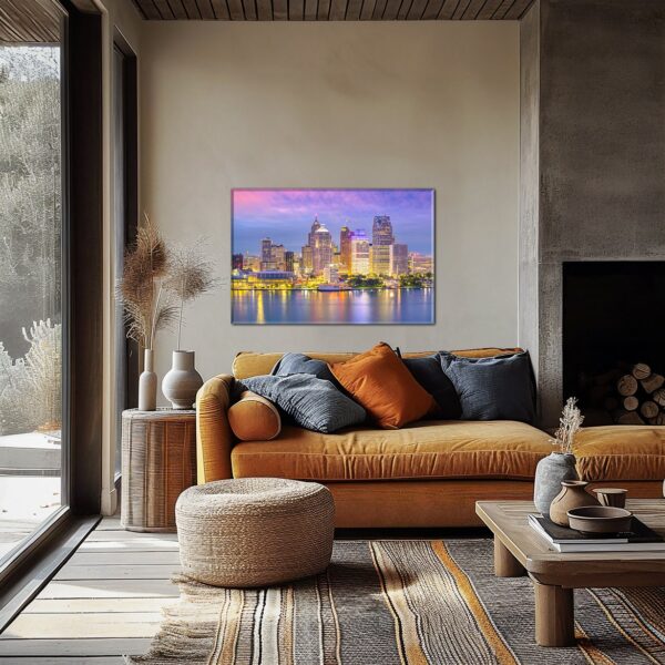 Custom Printed Detroit Michigan Skyline Canvas Art - Fine Art Print of the Motor City's Iconic Skyline Detroit Michigan print - Image 2