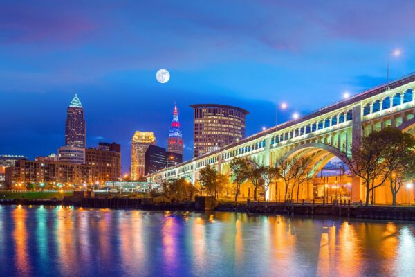 Custom Cleveland Ohio Skyline Canvas - Impressively colorful fine art print, Cleveland bridge and skyline canvas, Cleveland skyline print - Image 3