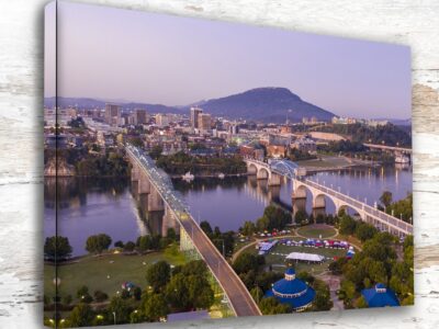 Chattanooga TN Skyline Wall Art - Custom Canvas - Cityscape Printed Fine Art Print, Chattanooga historical canvas