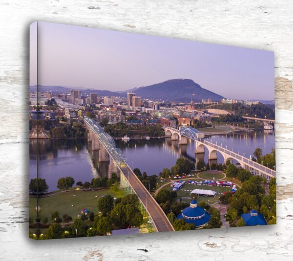 Chattanooga TN Skyline Wall Art - Custom Canvas - Cityscape Printed Fine Art Print, Chattanooga historical canvas