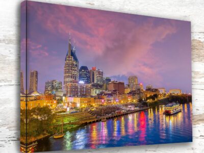 Nashville Music City Magic: Colorful Nashville Skyline Canvas Print, Nashville cityscape on canvas, Nashville skyline print