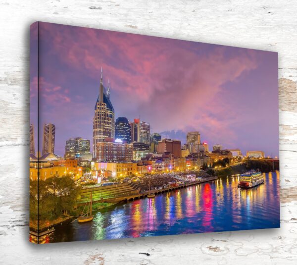 Nashville Music City Magic: Colorful Nashville Skyline Canvas Print, Nashville cityscape on canvas, Nashville skyline print