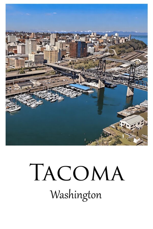 Tacoma Washington  Tacoma watercolor, Tacoma  wall art, Tacoma  canvas wall art,  Tacoma watercolor wall art, Tacoma travel art - Image 4