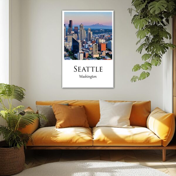 Seattle Washington  watercolor, Seattle wall art, Seattle canvas wall art, Seattle watercolor wall art, Seattle travel art - Image 2