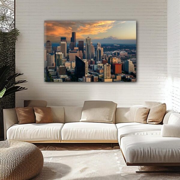 Seattle Washington  watercolor, Seattle wall art, Seattle canvas wall art, Seattle watercolor wall art, Seattle travel art - Image 2