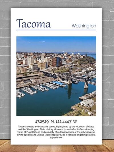 Tacoma Washington  Tacoma watercolor, Tacoma  wall art, Tacoma  canvas wall art,  Tacoma watercolor wall art, Tacoma travel art