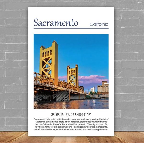 Sacramento  Canvas, Sacramento Print, Sacramento wall art Sacramento  travel art print, Sacramento California  poster