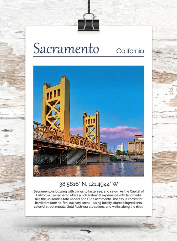 Sacramento  Canvas, Sacramento Print, Sacramento wall art Sacramento  travel art print, Sacramento California  poster - Image 3