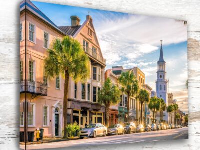 Colorful Charleston South Carolina Cityscape Canvas Print for Home Decor, Beautiful Charleston wall art, Charleston Art