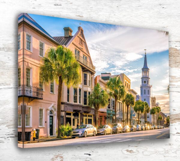 Colorful Charleston South Carolina Cityscape Canvas Print for Home Decor, Beautiful Charleston wall art, Charleston Art
