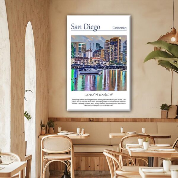San Diego Canvas, San Diego Print,  San Diego wall art San Diego   travel art print, San Diego California  poster - Image 2