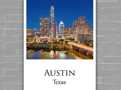 Austin Texas canvas watercolor, Austin Texas Wall Art, Austin Texas Print, Canvas wall art, Austin Texas Watercolor wall art