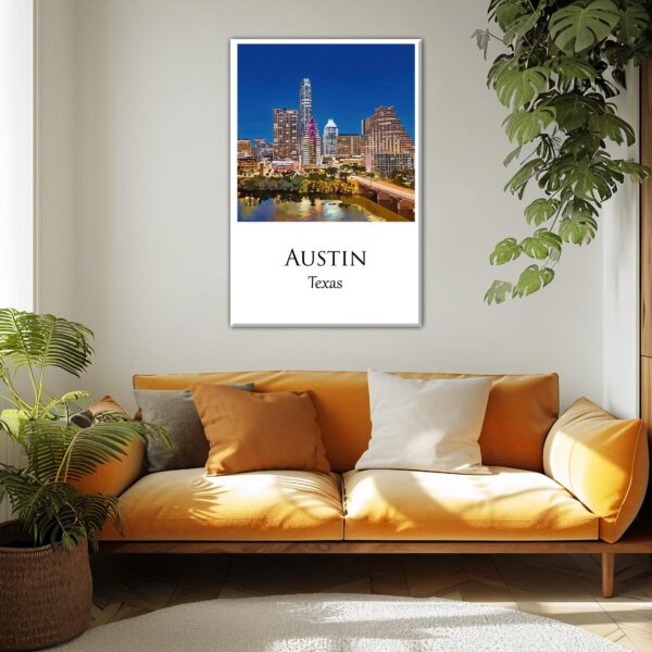 Austin Texas canvas watercolor, Austin Texas Wall Art, Austin Texas Print, Canvas wall art, Austin Texas Watercolor wall art - Image 2