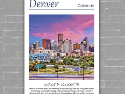 Denver travel art canvas. Denver wall art, Denver print, Denver Canvas, Denver decor. Denver Colorado