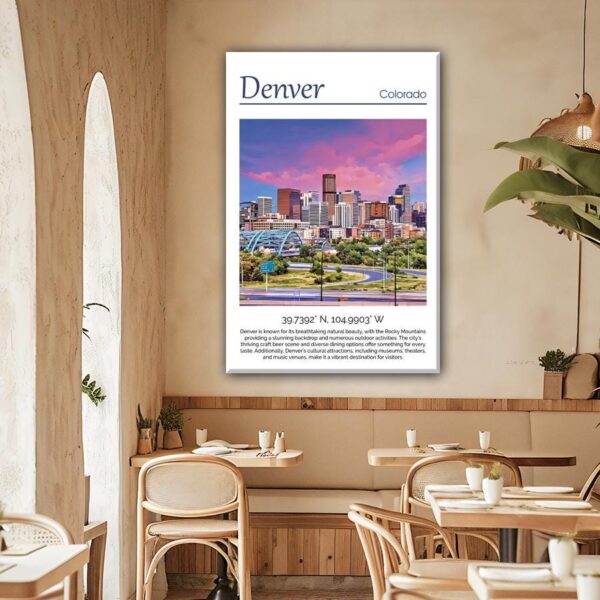 Denver travel art canvas. Denver wall art, Denver print, Denver Canvas, Denver decor. Denver Colorado - Image 2