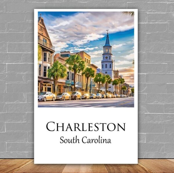 Charleston Canvas, Charleston Print, Charleston wall art, Charleston Battery travel art print, Charleston South Carolina, Charleston  poster