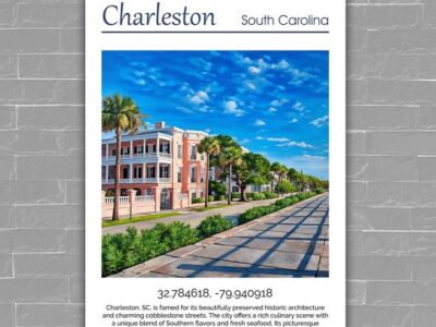 Charleston Canvas, Charleston Print, Charleston wall art, Charleston Battery travel art print, Charleston South Carolina, Charleston  poster