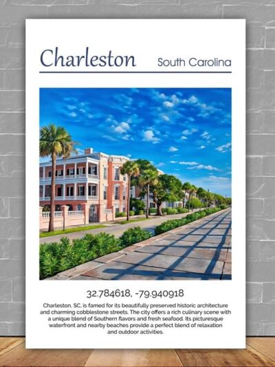 Charleston Canvas, Charleston Print, Charleston wall art, Charleston Battery travel art print, Charleston South Carolina, Charleston  poster