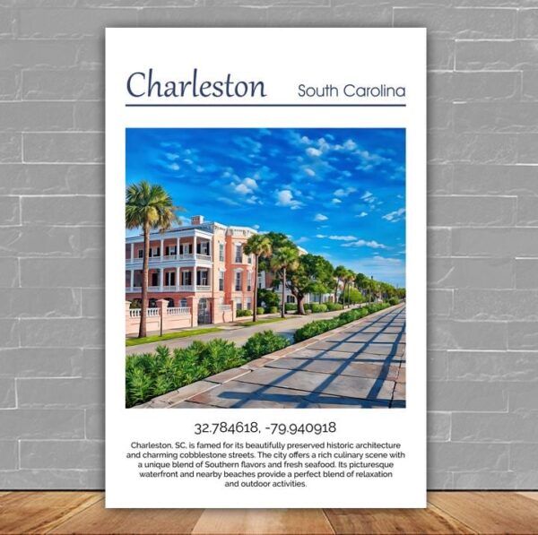 Charleston Canvas, Charleston Print, Charleston wall art, Charleston Battery travel art print, Charleston South Carolina, Charleston  poster